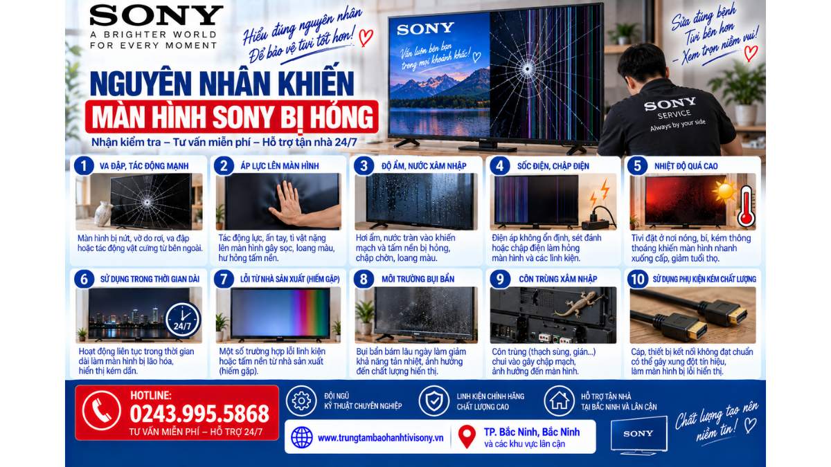 Nguyên nhân khiến màn hình Sony bị hỏng https://www.trungtambaohanhtivisony.vnHOTLINE: 0243.995.5868