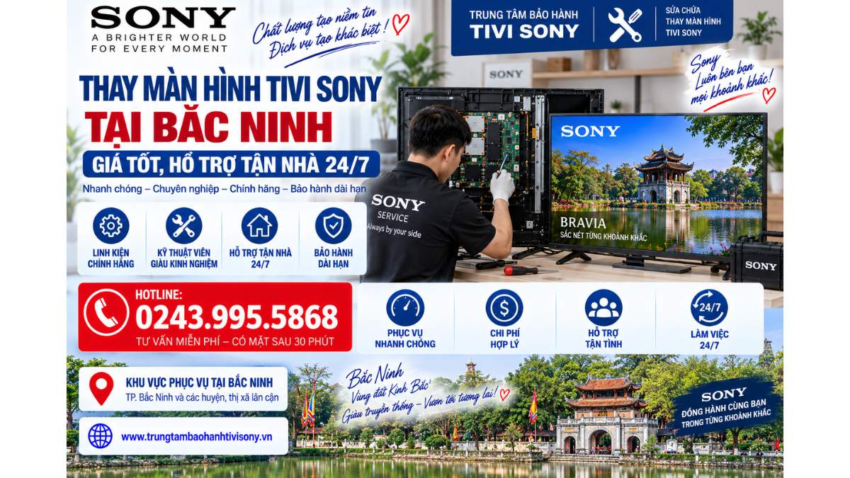 Thay Màn Hình Tivi Sony Tại Bắc Ninh Giá Tốt, Hỗ Trợ Tận Nhà 24/7 https://www.trungtambaohanhtivisony.vnHOTLINE: 0243.995.5868